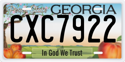 GA license plate CXC7922
