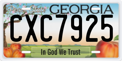 GA license plate CXC7925