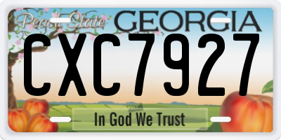 GA license plate CXC7927