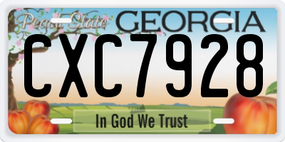 GA license plate CXC7928
