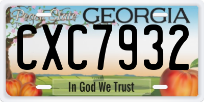 GA license plate CXC7932