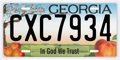 GA license plate CXC7934