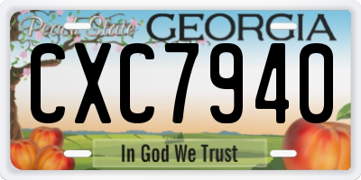 GA license plate CXC7940