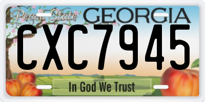 GA license plate CXC7945