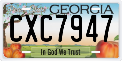 GA license plate CXC7947