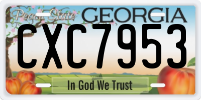 GA license plate CXC7953