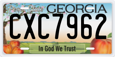 GA license plate CXC7962