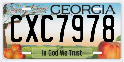GA license plate CXC7978