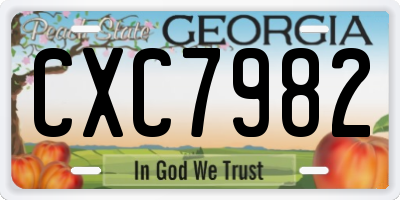 GA license plate CXC7982