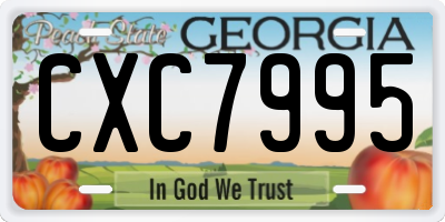 GA license plate CXC7995