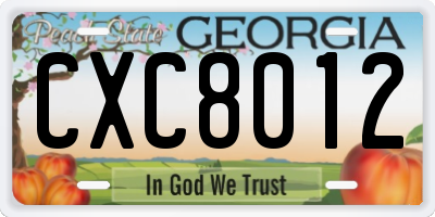 GA license plate CXC8012