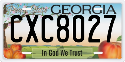 GA license plate CXC8027