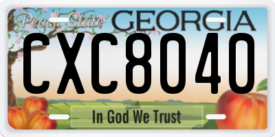 GA license plate CXC8040