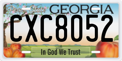 GA license plate CXC8052