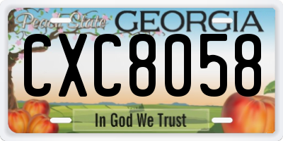 GA license plate CXC8058