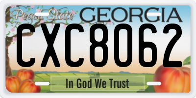 GA license plate CXC8062