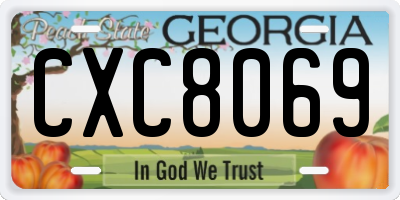 GA license plate CXC8069