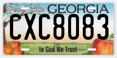 GA license plate CXC8083