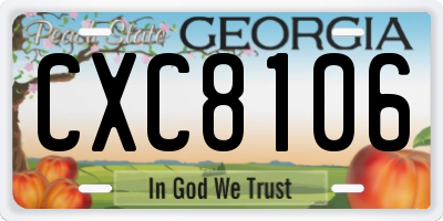 GA license plate CXC8106