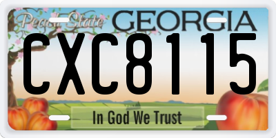 GA license plate CXC8115