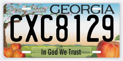 GA license plate CXC8129