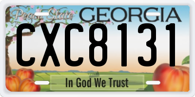 GA license plate CXC8131