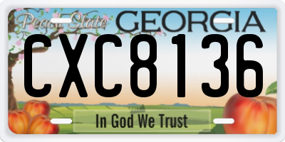 GA license plate CXC8136
