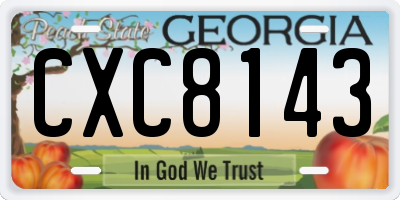 GA license plate CXC8143