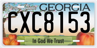 GA license plate CXC8153