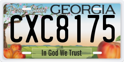 GA license plate CXC8175