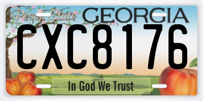 GA license plate CXC8176