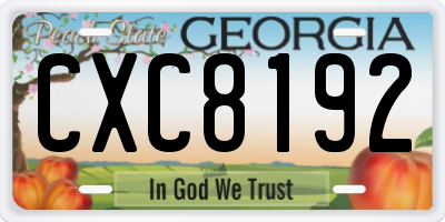 GA license plate CXC8192