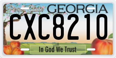 GA license plate CXC8210