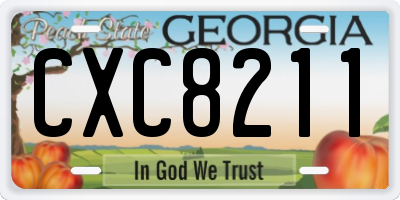 GA license plate CXC8211