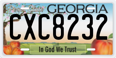 GA license plate CXC8232