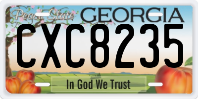 GA license plate CXC8235
