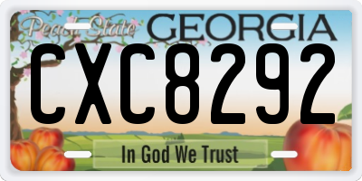 GA license plate CXC8292