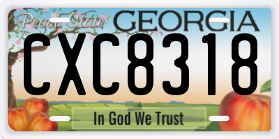GA license plate CXC8318