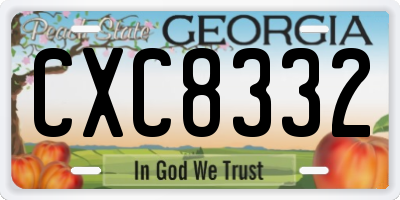 GA license plate CXC8332