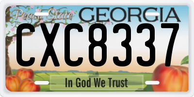 GA license plate CXC8337