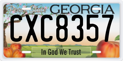 GA license plate CXC8357