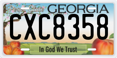 GA license plate CXC8358