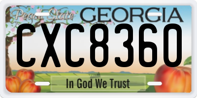 GA license plate CXC8360
