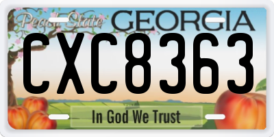 GA license plate CXC8363