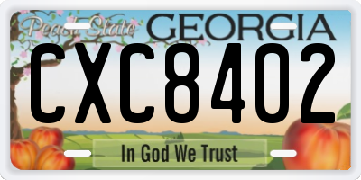 GA license plate CXC8402