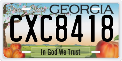 GA license plate CXC8418