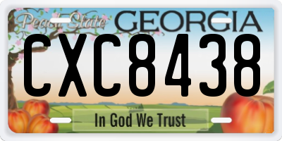 GA license plate CXC8438