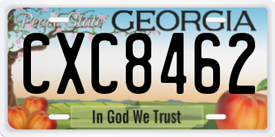 GA license plate CXC8462