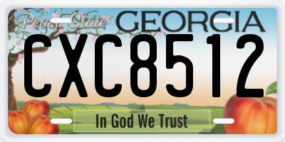 GA license plate CXC8512