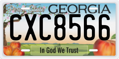 GA license plate CXC8566